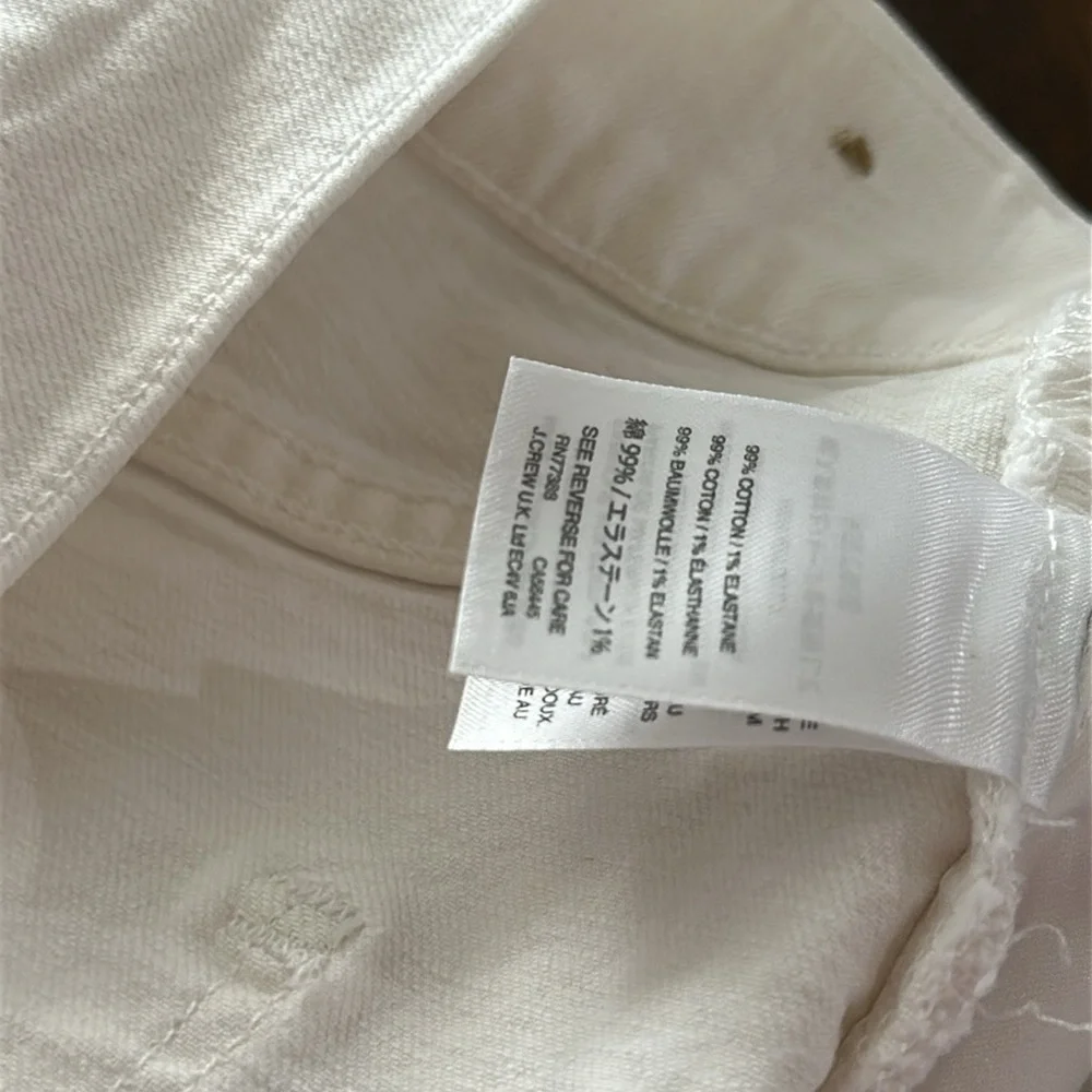 Madewell High-Rise Raw Hem Tile White Denim Shorts Size 32